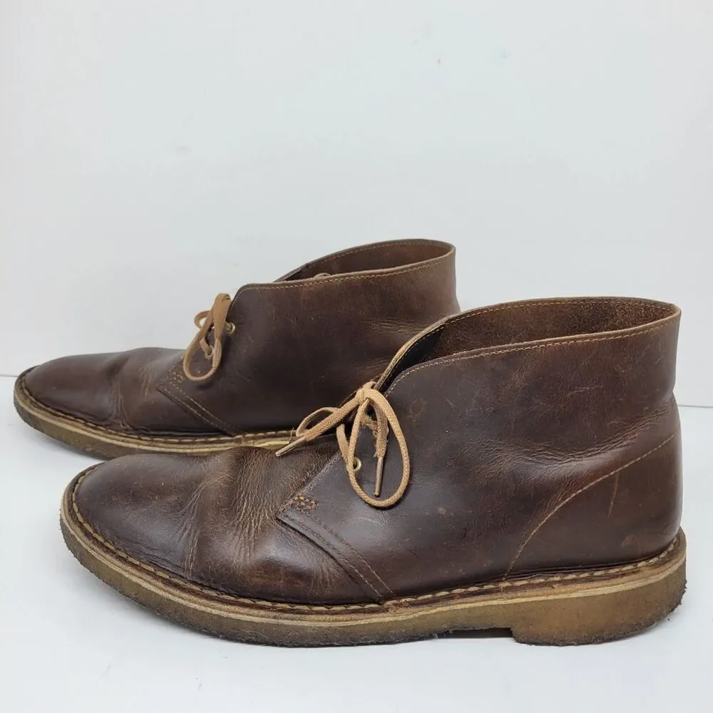 Clarks Original Men's Desert Boot Brown Leather Crepe Sole Chukka Boots Size 10M